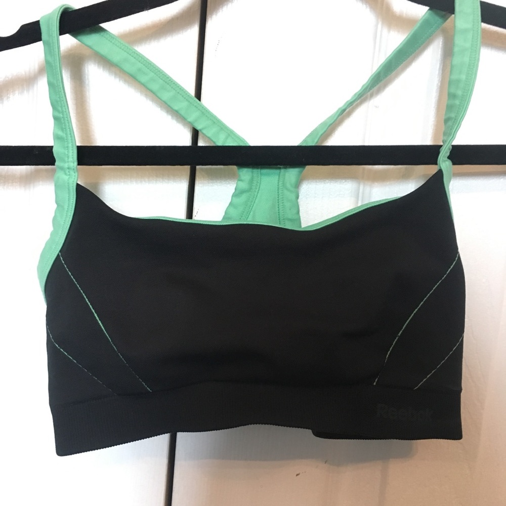 Reebok mint green and black sports bra - S